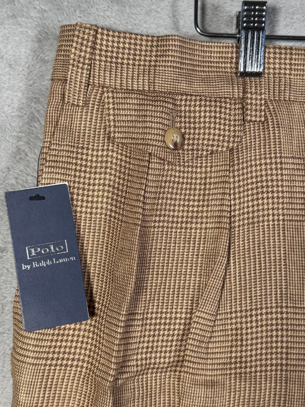 Polo Ralph Lauren Pants Mens 38x32 Brown Glen Plaid Whitman RELAXED Fit $298
